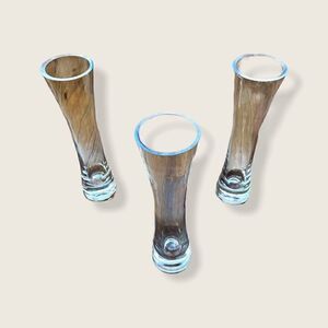 Set of 3 Narrow Fluted Glass Vases